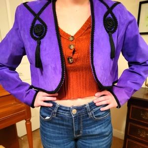 Vintage Contempo Casuals purple leather jacket sz L